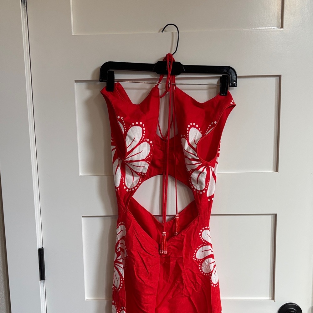 FARM Rio Red and White Floral Midi Dress - Picture 7 of 12